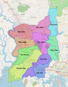 Bản đồ Thành phố Phú Mỹ sau sáp nhập